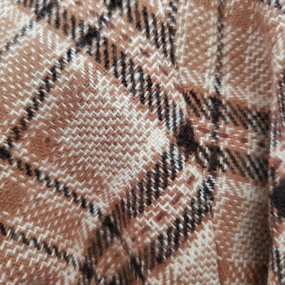 SIDE REAL Wool Asymmetric Skirt Plaid Brown Size 8 - Picture 2 of 7